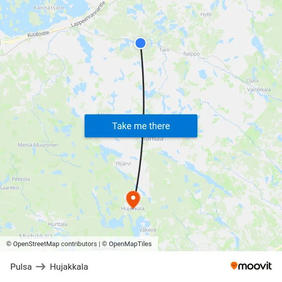 Pulsa to Hujakkala map