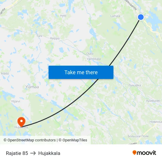 Rajatie 85 to Hujakkala map