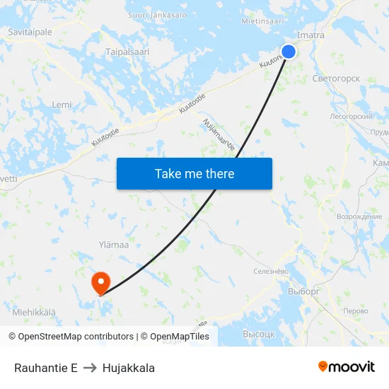 Rauhantie E to Hujakkala map