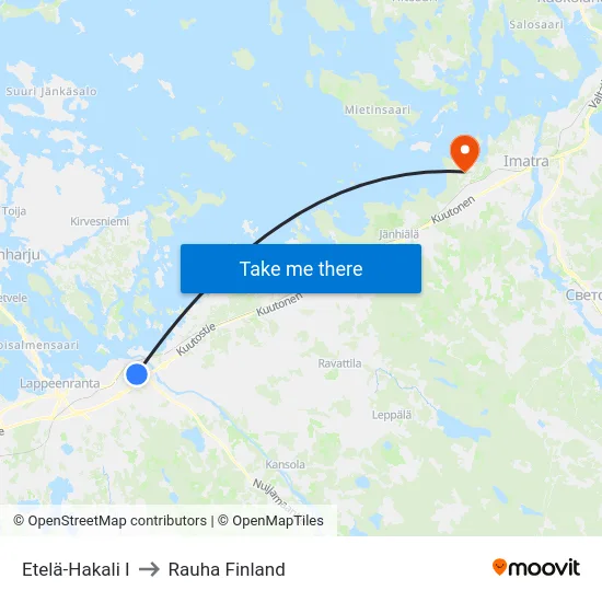 Etelä-Hakali I to Rauha Finland map