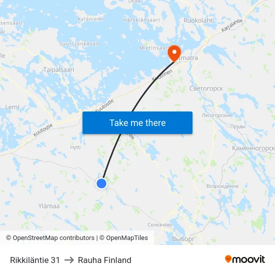 Rikkiläntie 31 to Rauha Finland map