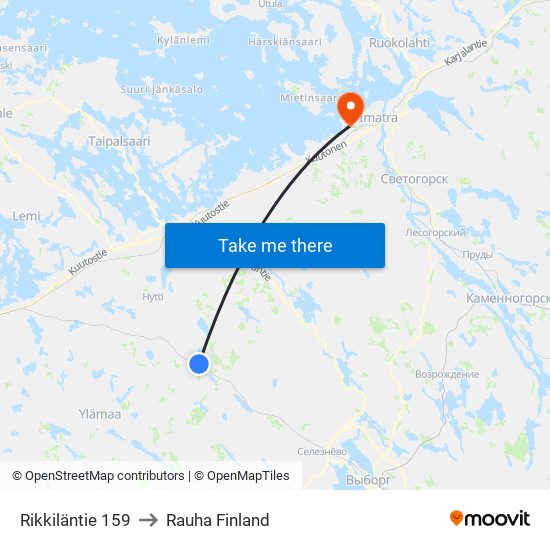 Rikkiläntie 159 to Rauha Finland map