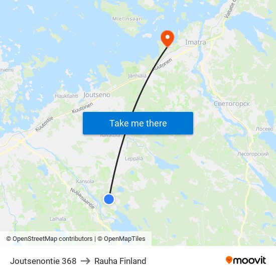 Joutsenontie 368 to Rauha Finland map