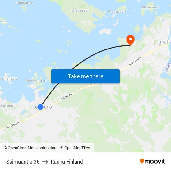 Saimaantie 36 to Rauha Finland map