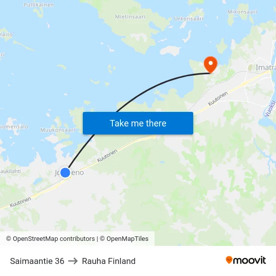 Saimaantie 36 to Rauha Finland map