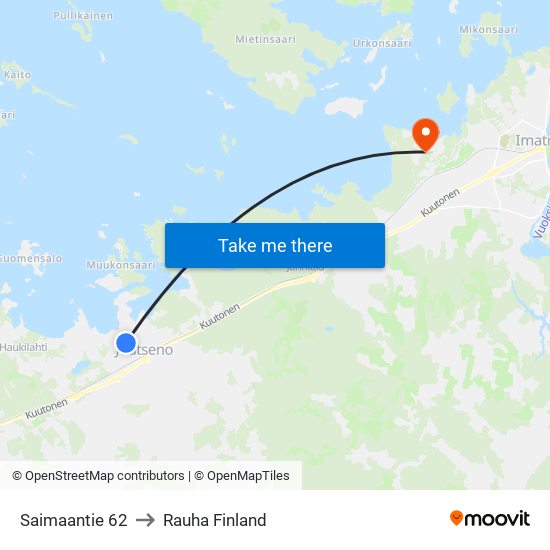 Saimaantie 62 to Rauha Finland map