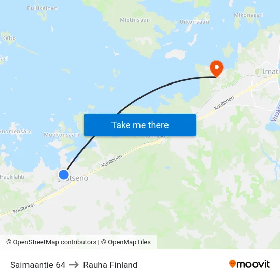 Saimaantie 64 to Rauha Finland map
