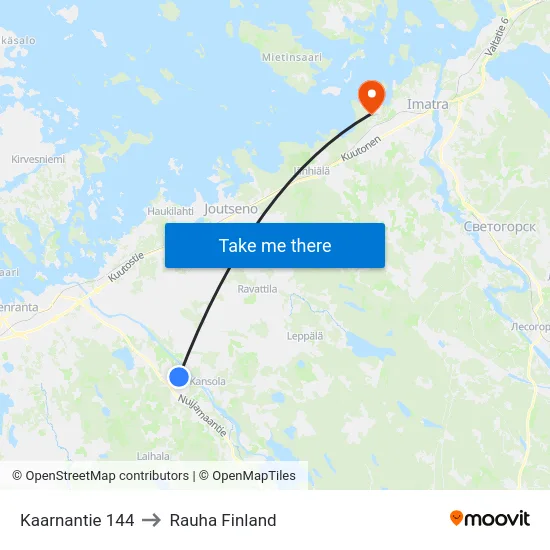 Kaarnantie 144 to Rauha Finland map