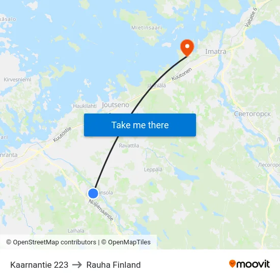 Kaarnantie 223 to Rauha Finland map