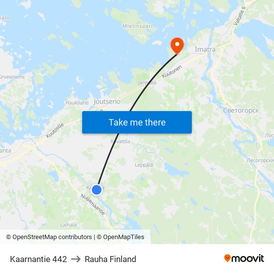 Kaarnantie 442 to Rauha Finland map