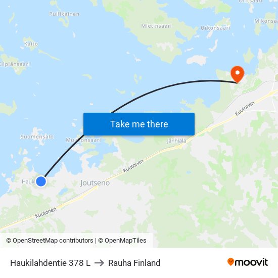 Haukilahdentie 378 L to Rauha Finland map