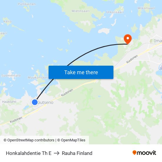 Honkalahdentie Th E to Rauha Finland map