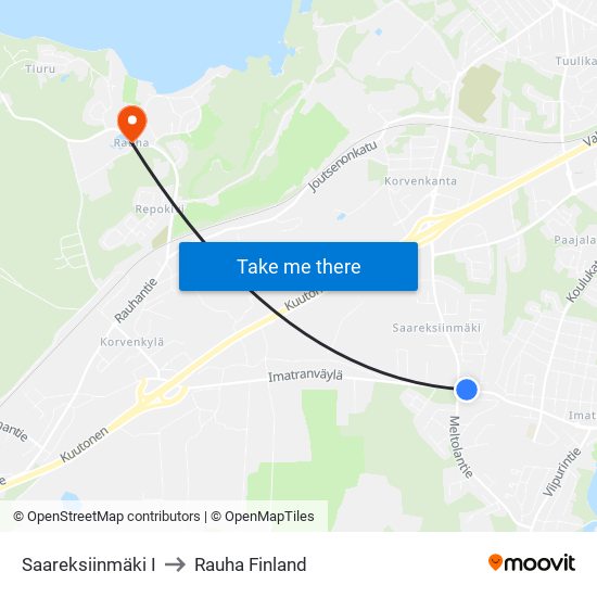 Saareksiinmäki I to Rauha Finland map