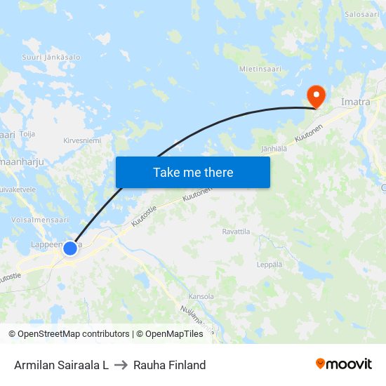 Armilan Sairaala L to Rauha Finland map