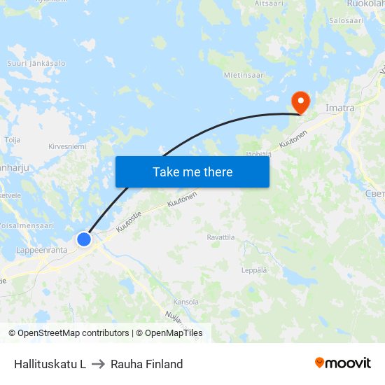 Hallituskatu L to Rauha Finland map