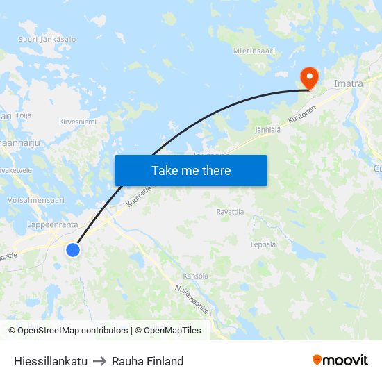 Hiessillankatu to Rauha Finland map