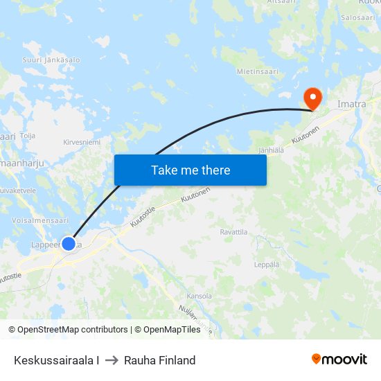 Keskussairaala I to Rauha Finland map