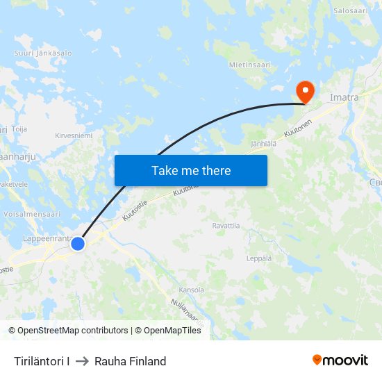 Tiriläntori I to Rauha Finland map