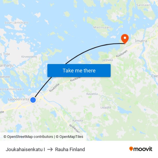 Joukahaisenkatu I to Rauha Finland map