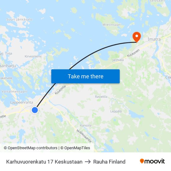 Karhuvuorenkatu 17 Keskustaan to Rauha Finland map