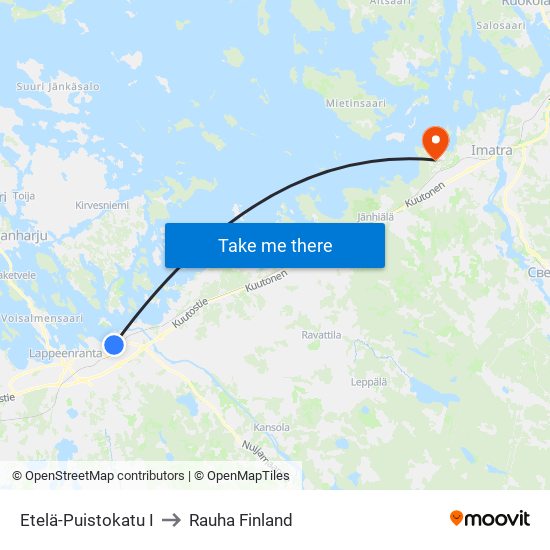 Etelä-Puistokatu I to Rauha Finland map