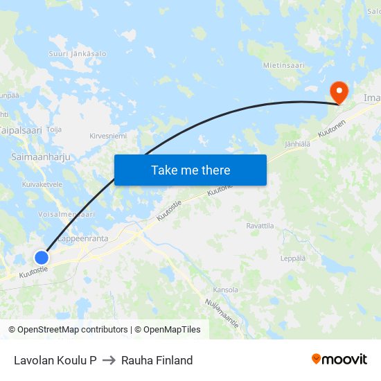 Lavolan Koulu P to Rauha Finland map