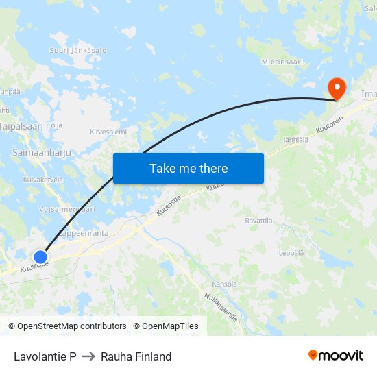 Lavolantie P to Rauha Finland map