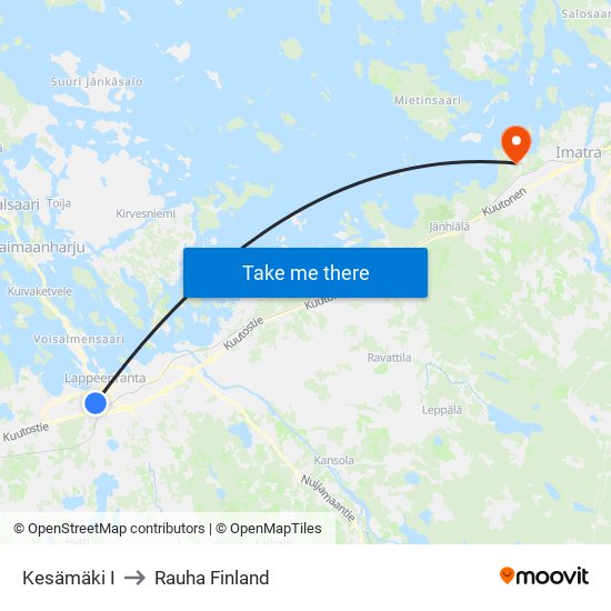 Kesämäki I to Rauha Finland map