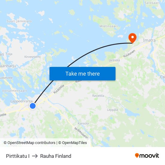 Pirttikatu I to Rauha Finland map