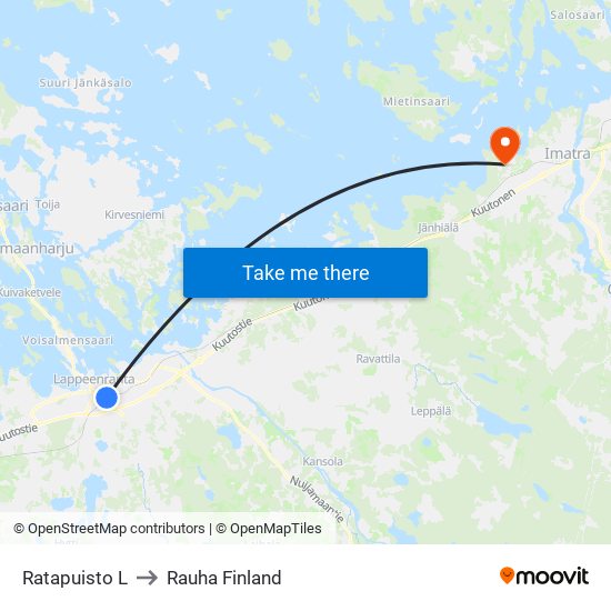 Ratapuisto L to Rauha Finland map