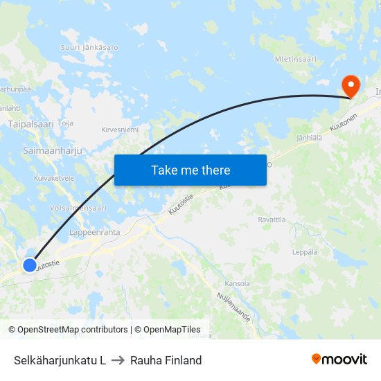 Selkäharjunkatu L to Rauha Finland map