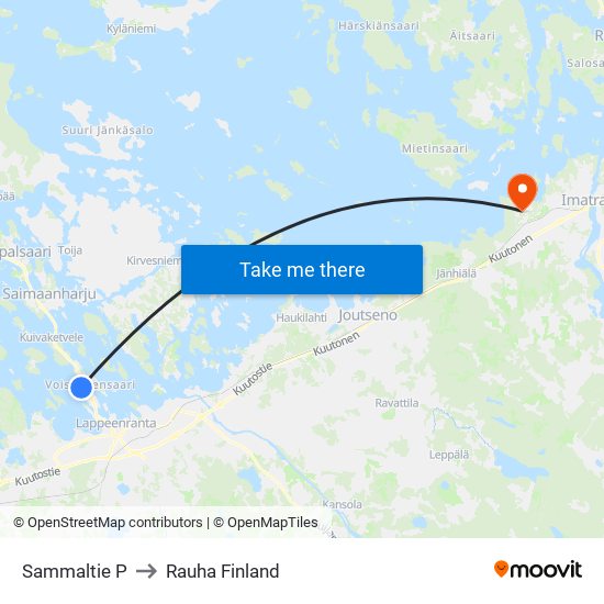 Sammaltie P to Rauha Finland map