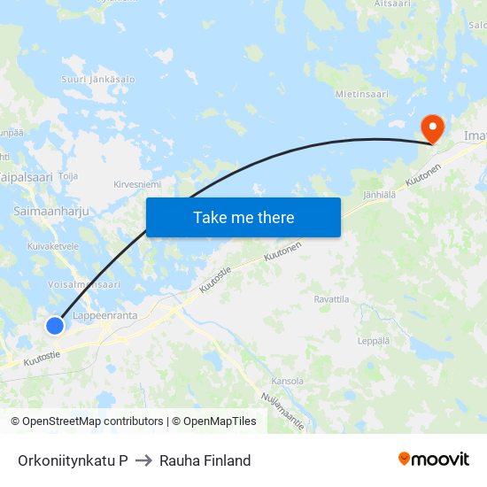 Orkoniitynkatu P to Rauha Finland map