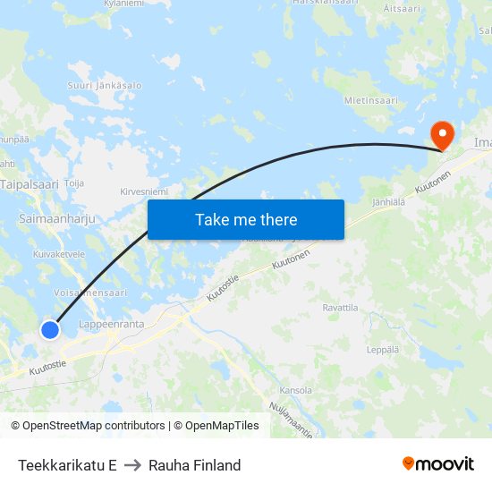 Teekkarikatu E to Rauha Finland map