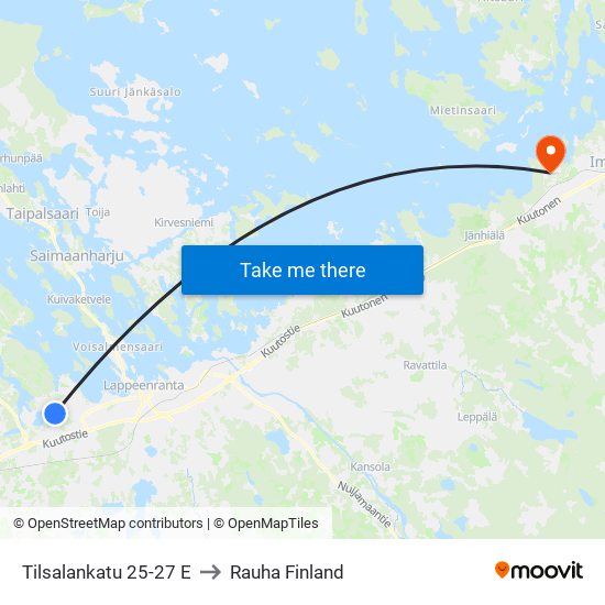 Tilsalankatu 25-27 E to Rauha Finland map