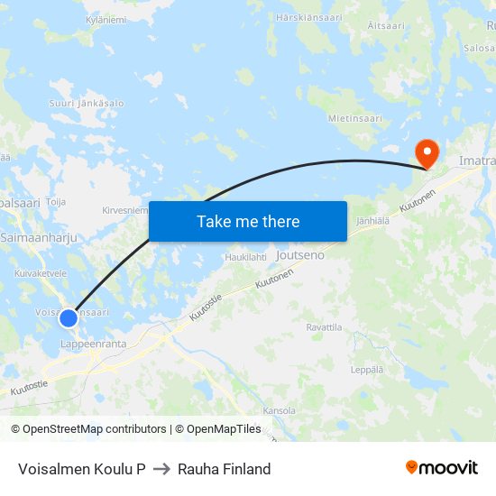 Voisalmen Koulu P to Rauha Finland map