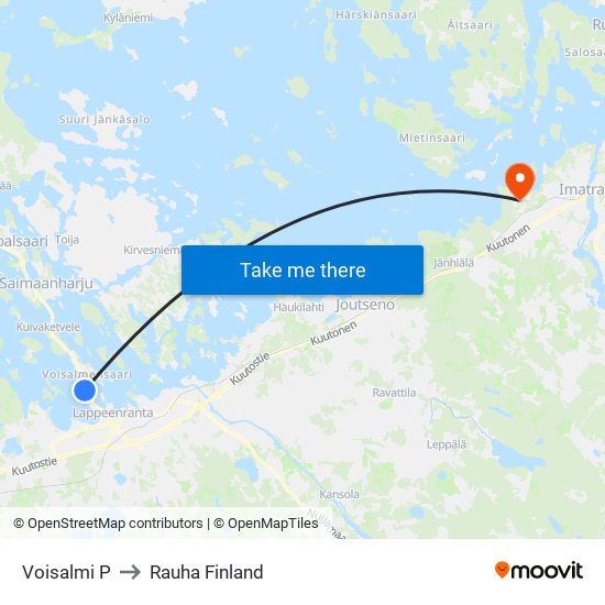 Voisalmi P to Rauha Finland map