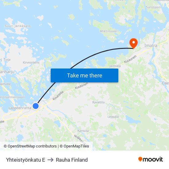 Yhteistyönkatu E to Rauha Finland map