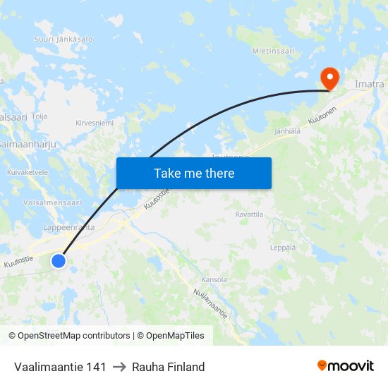 Vaalimaantie 141 to Rauha Finland map