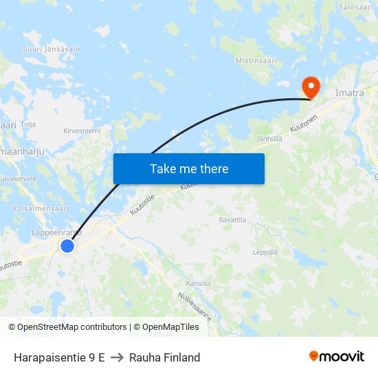 Harapaisentie 9 E to Rauha Finland map