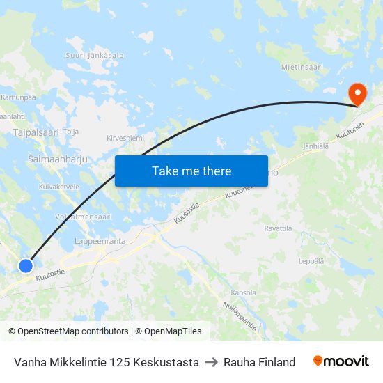 Vanha Mikkelintie 125 Keskustasta to Rauha Finland map