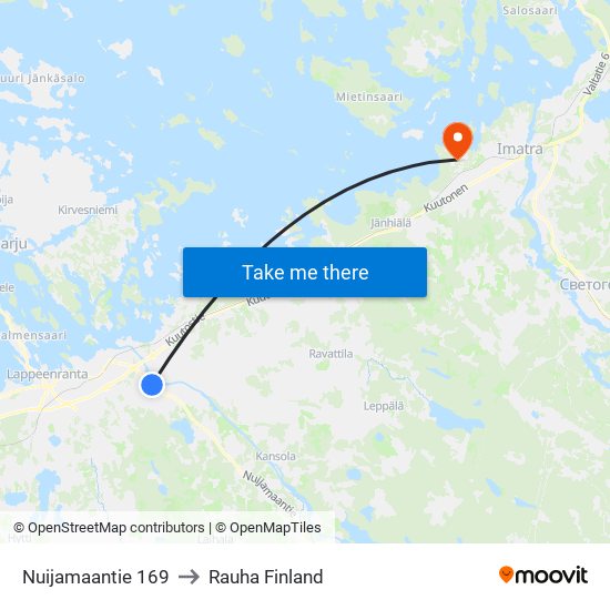 Nuijamaantie 169 to Rauha Finland map