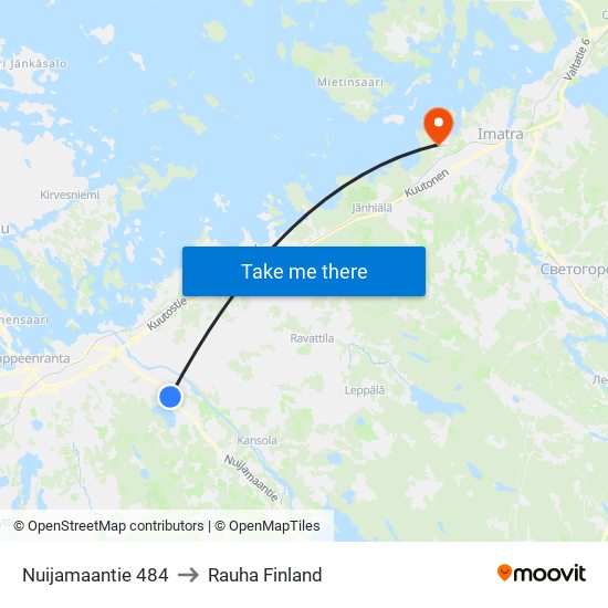 Nuijamaantie 484 to Rauha Finland map