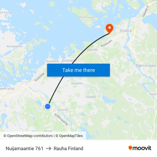 Nuijamaantie 761 to Rauha Finland map