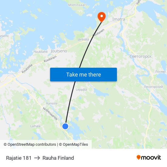 Rajatie 181 to Rauha Finland map