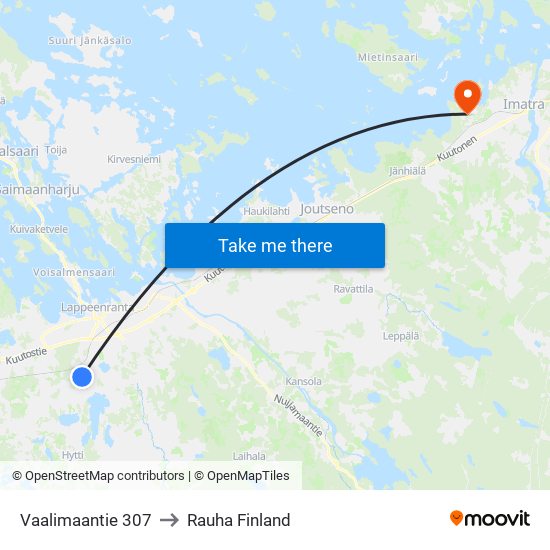 Vaalimaantie 307 to Rauha Finland map