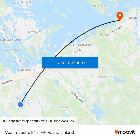 Vaalimaantie 815 to Rauha Finland map