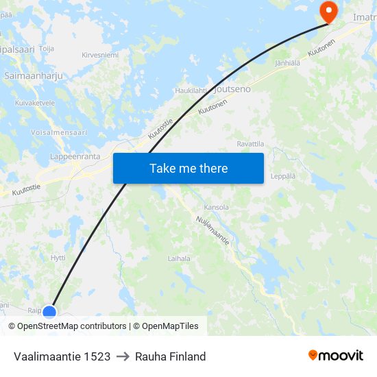 Vaalimaantie 1523 to Rauha Finland map