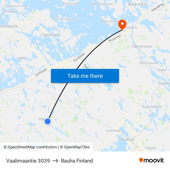 Vaalimaantie 3039 to Rauha Finland map