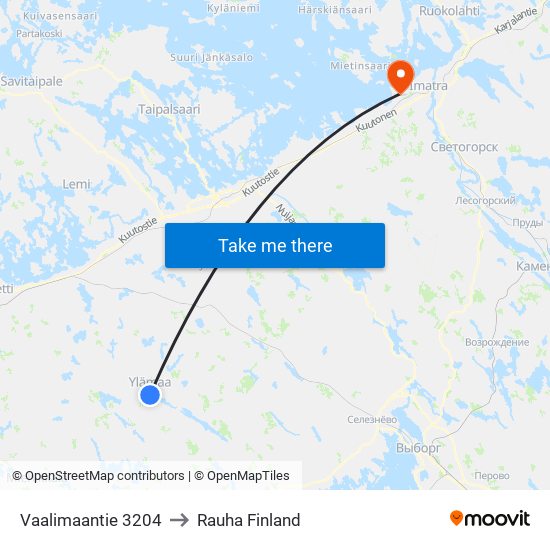 Vaalimaantie 3204 to Rauha Finland map